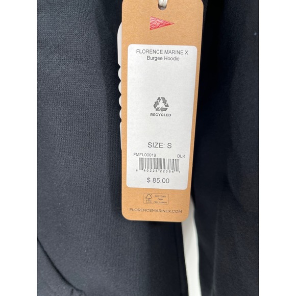 NEW! Florence Marine X Size Small Burgee 2.0 Hoodie Black $85 Organic Cotton - Picture 7 of 11